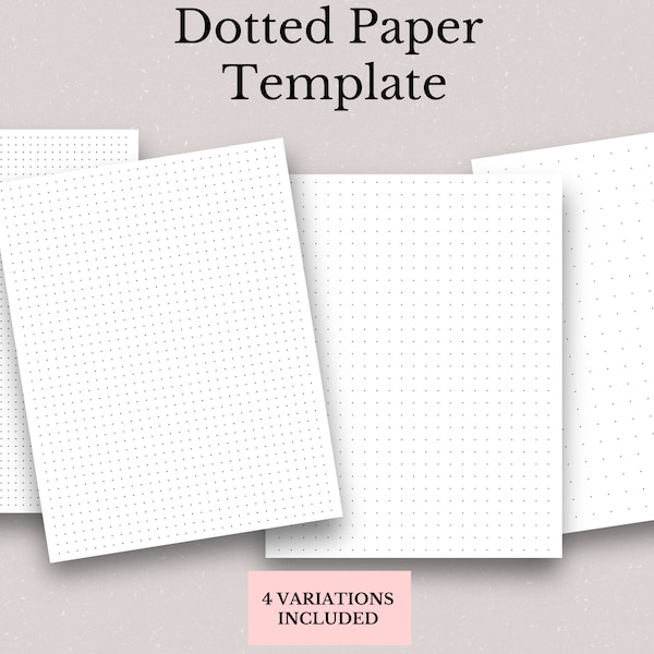 Printable Dotted Paper, Dotted Paper, Dotted Grid Paper, Lined Notes Paper, Drawing Paper, Square Dots Paper, Journal Paper