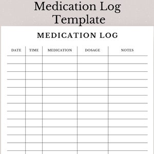 Medication Log, Medication Tracker Template, Medication Log Template, Medicine Tracker Template, Medication Dosage Tracker, Dosage Tracker