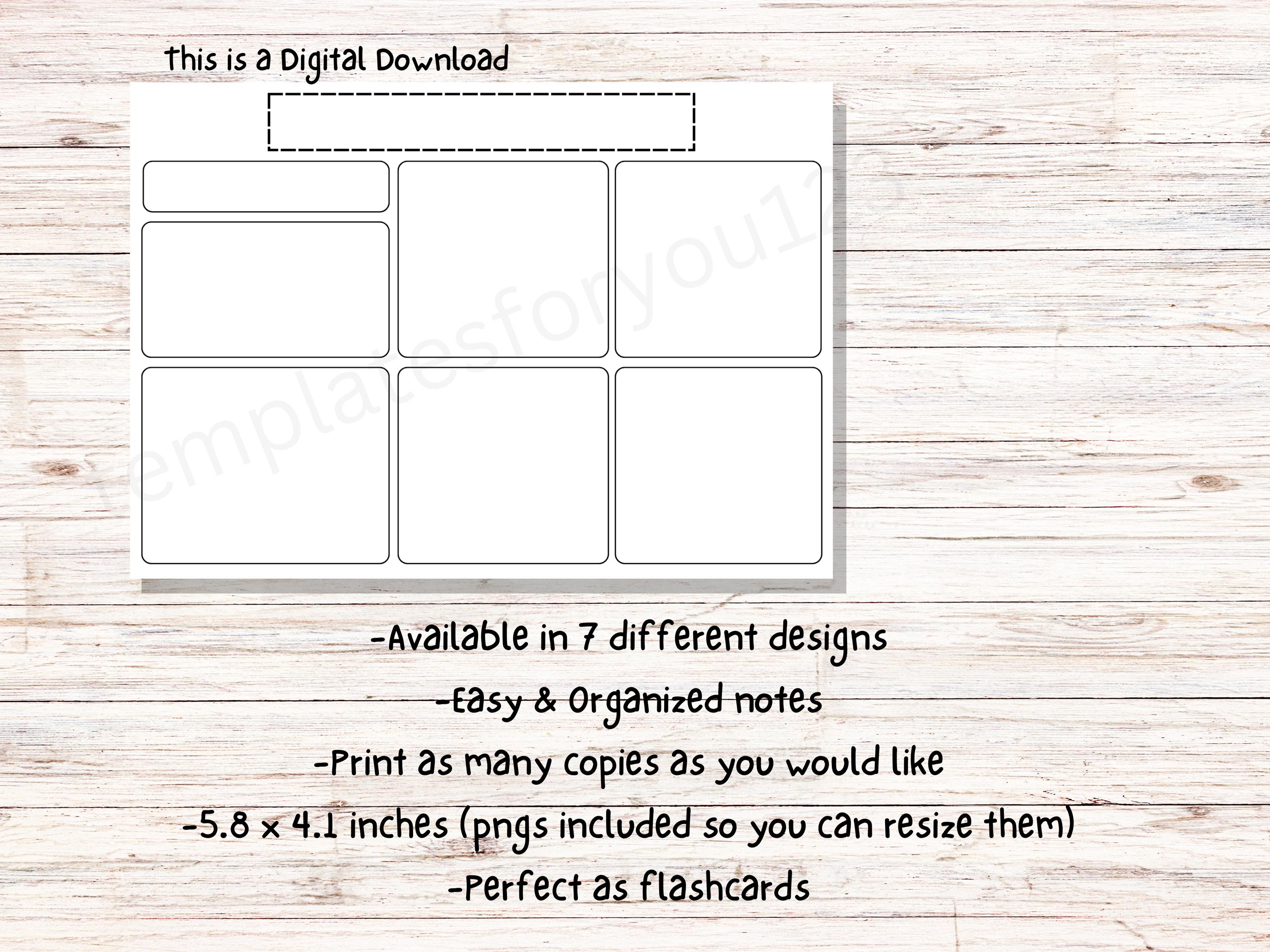 Blank Notes Flashcards Template: DIY Flashcards (digital Download) - Etsy