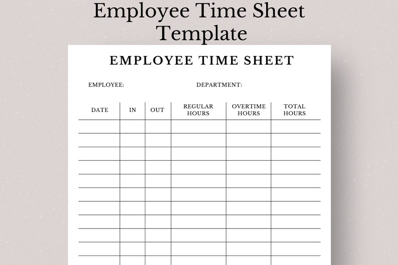 Employee Time Sheet Employee Work Log Sheet Clock in and Out Template Employee Time Sheet Employee Work Log Sheet Clock in and Out Template