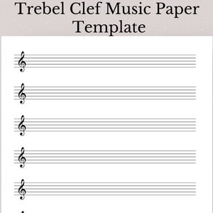 Printable Treble Clef Sheet Music, Treble Clef Sheet Music Template, Blank Treble Clef Staff Paper, Printable Treble Clef Manuscript Paper,