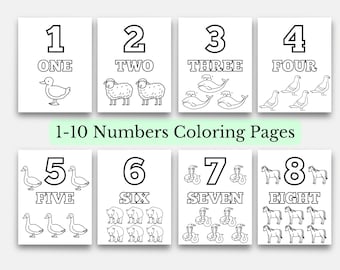 Numbers 1-10 Coloring Pages – Preschool Learning (Printable PDF)