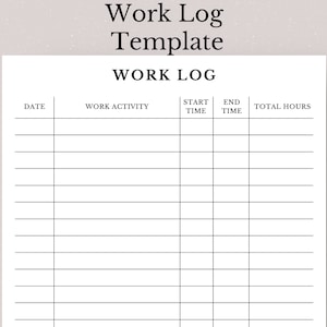 Work Log Template, Employee Work Log Sheet, Employee Work Log Template, Employee Clock In Template, Business Work Log, Corporate Work Log