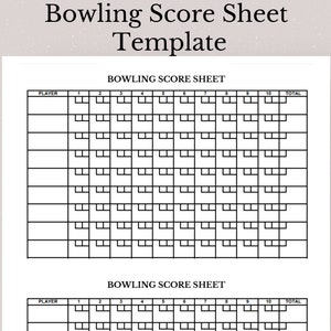 Modello di foglio di punteggio di bowling, scheda di punteggio di bowling stampabile, foglio di punteggio di bowling stampabile