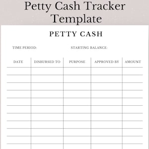 Printable Petty Cash Tracker Template (digital Download) - Etsy