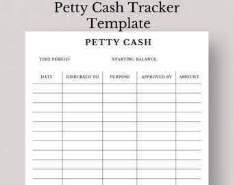 Petty Cash Log. Printable and Fillable PDF Template. - Etsy