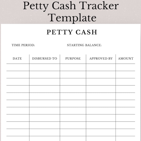 Petty Cash Template - Etsy