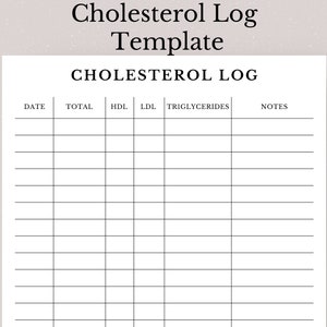 Blut cholesterin Tagebuch PDF druckbare cholesterin tracker Gesundheit Log Vorlage Digitaler Download LDL HDL Triglyzeride Tracker