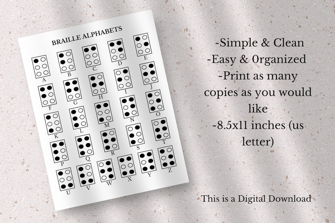 Printable Braille Alphabets, 1 Page Printable Braille, Printable ...