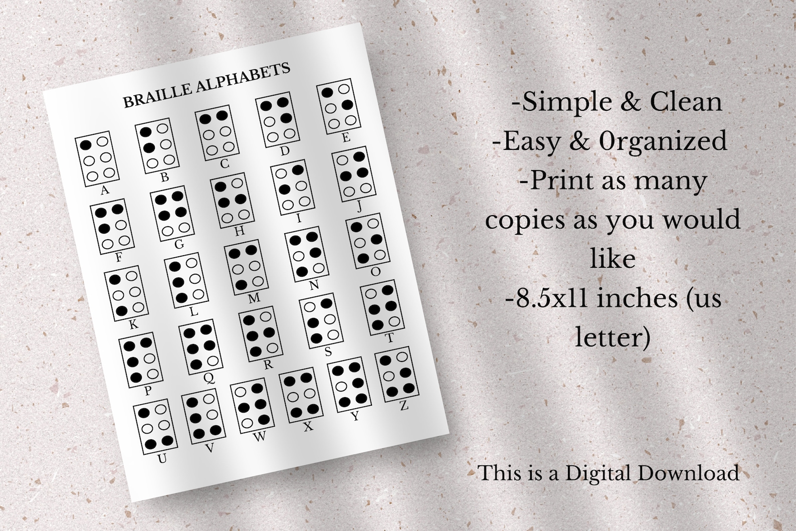 Printable Braille Alphabets, 1 Page Printable Braille, Printable ...