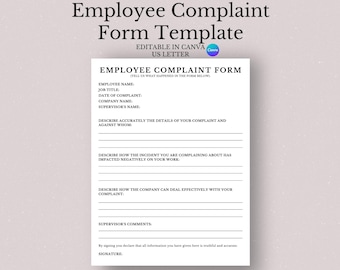 Employee Complaint Form Template, Editable Employee Complaint Form Template, Employee Complaint Form, Complaint Form, Complaint Letter