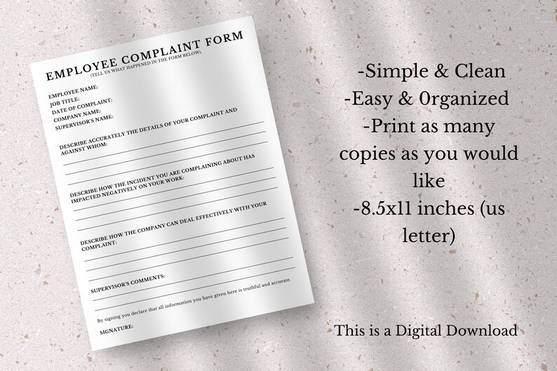 Employee Complaint Form Template, Editable Employee Complaint Form