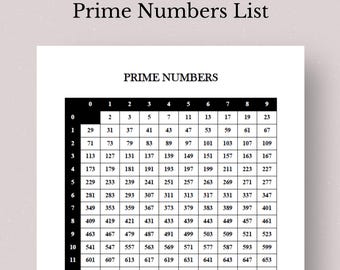 Números primos imprimibles, 1 página de números primos imprimibles, tabla de números primos imprimibles, números primos, aprendizaje para niños, material imprimible para profesores