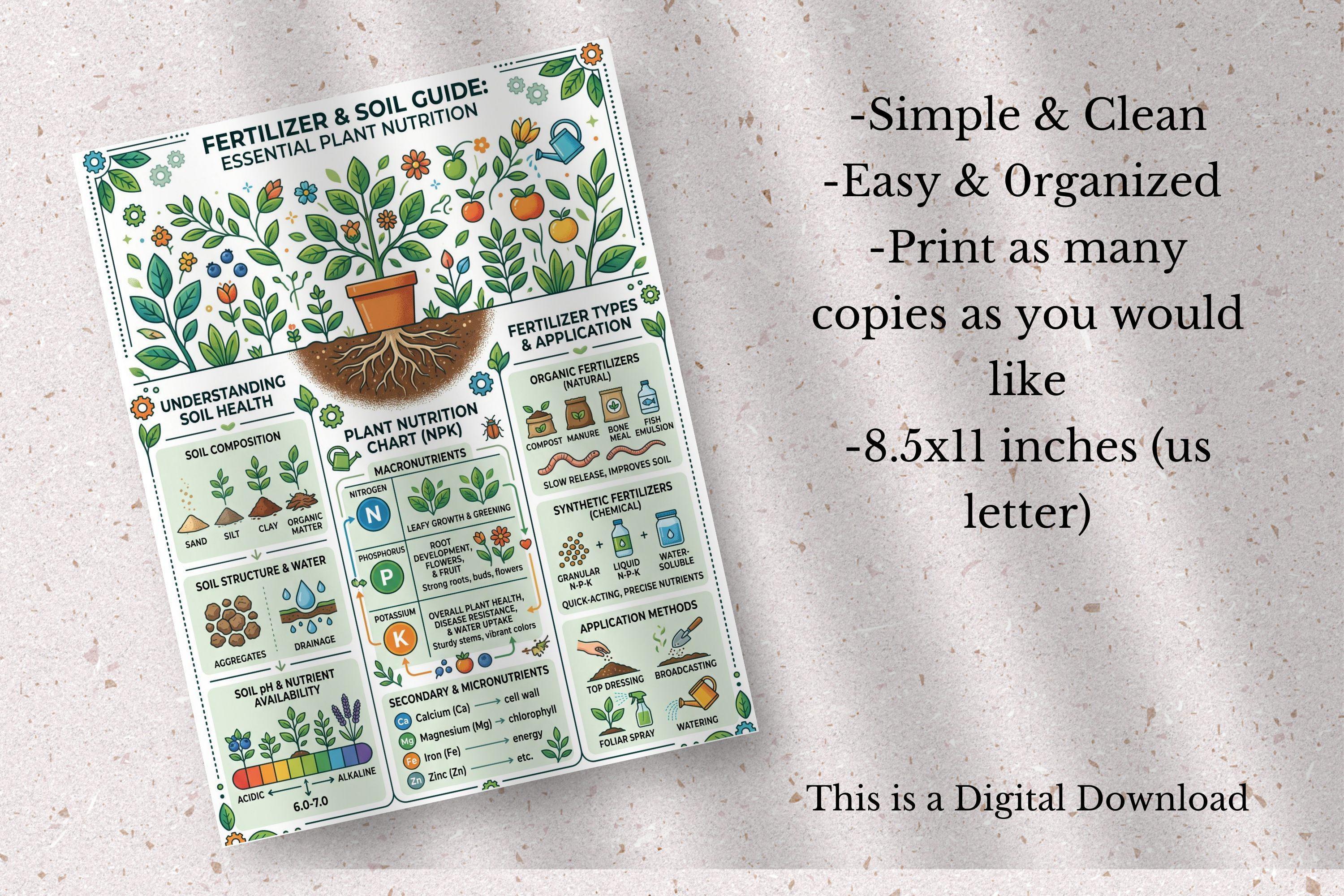 Fertilizer & Soil Guide Printable, Plant Nutrition Chart, Soil Health ...