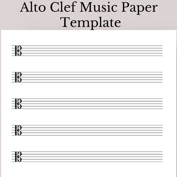 Partition imprimable Alto Clef, modèle de partition Alto Clef, papier personnel Alto Clef vierge, papier manuscrit imprimable Alto Clef, Alto Clef
