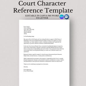 Gericht Charakter Referenzbrief Vorlage Bearbeitbar in Canva & Word Rechtliches Referenzschreiben Gericht Charakter Brief Vorlage