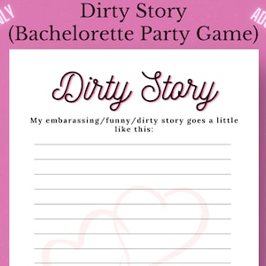 Dirty Story Bachelorette Party Game Dirty Story Sharing Game Dirty Hen Party Game Bachelorette Dirty Story Game