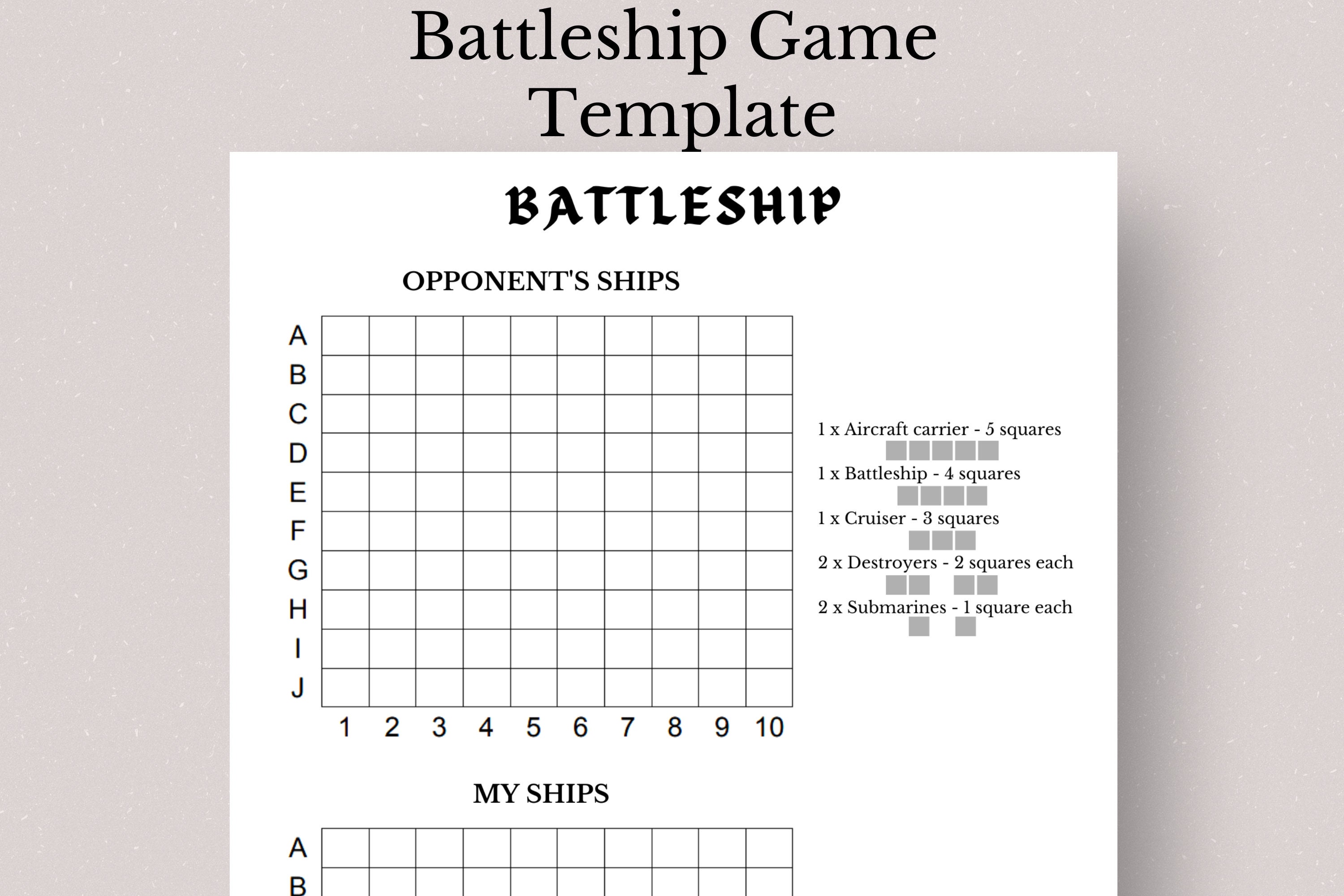 Boghandel bænk Store Printable Battleship Game Battleship Enemy Fleet Aircraft - Etsy