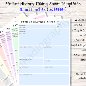Patient History Taking Sheet for Medicine/PA/Nursing/Dentistry, Patient History Taking Templates, Patient History Notes, Medical Notes