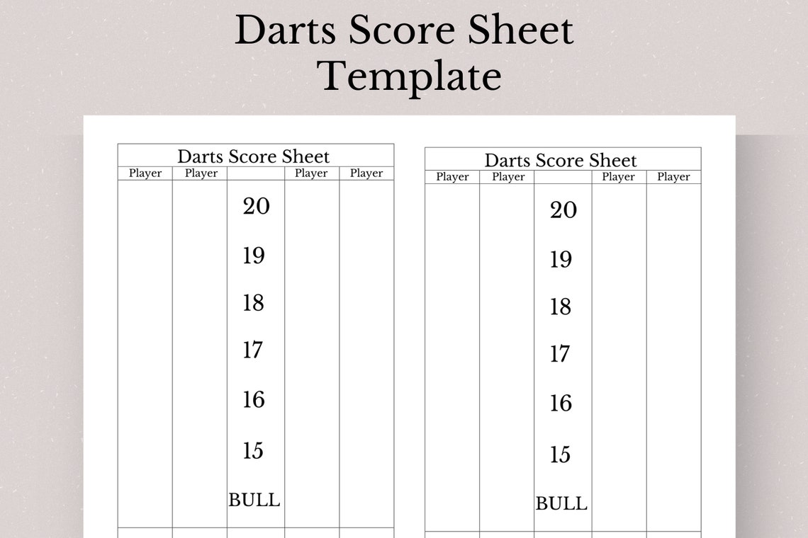 Darts Score Sheet Template Printable Darts Score Sheet Darts Game