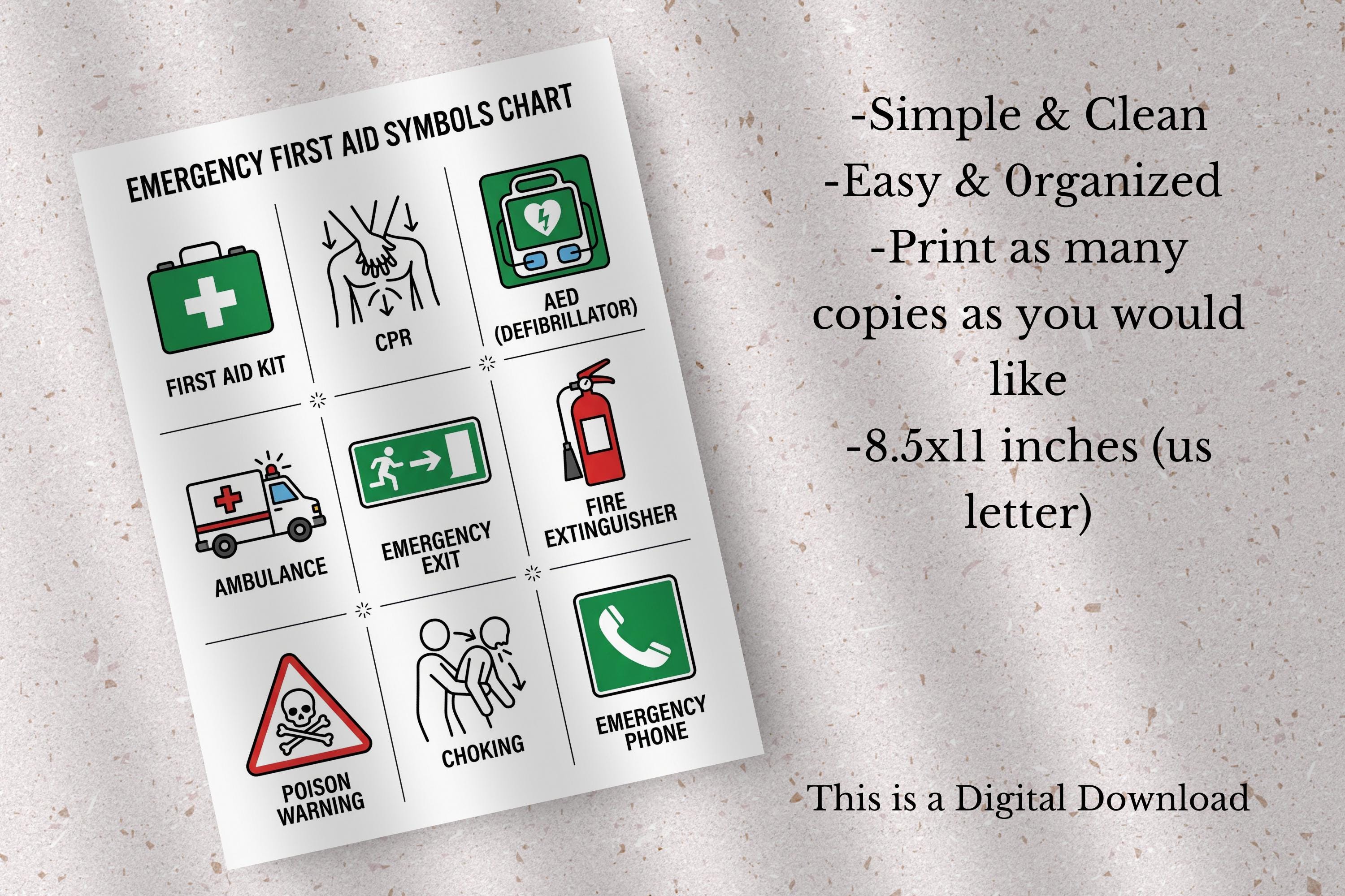 First Aid Signal First Aid Symbols Chart, Safety Signs Poster, Workplace Infographic ...