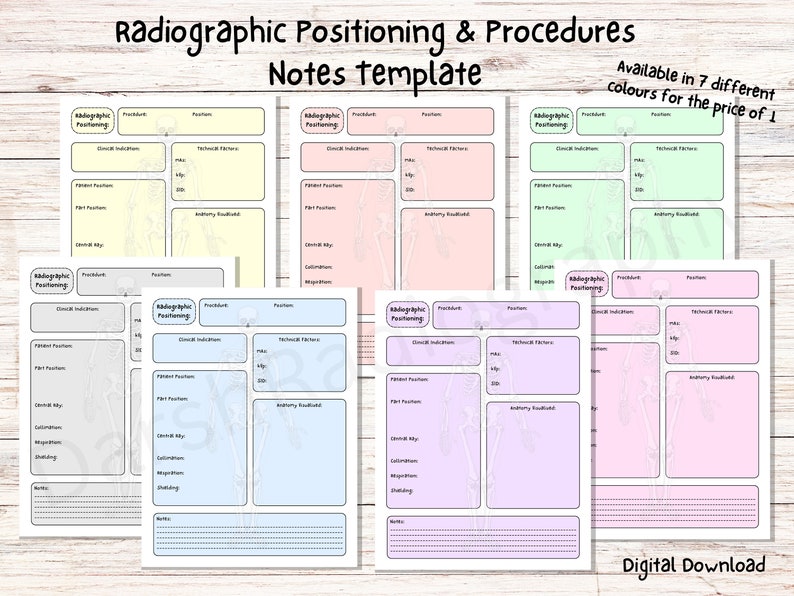 Radiography Positioning & Procedures Notes Template, Radiology Lab and