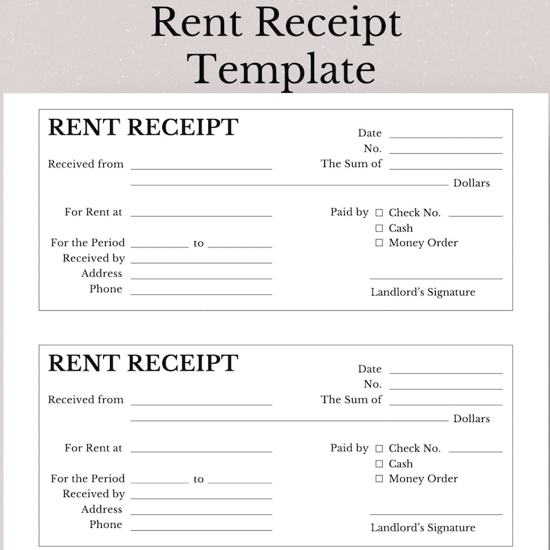 Receipt Template Etsy