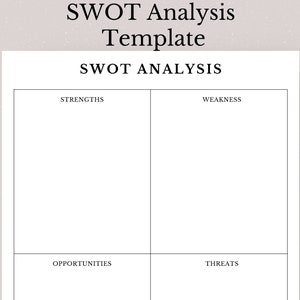 SWOT Analysis, SWOT Analysis Template, Business Plan Template, Strength Weakness Opportunities Threats
