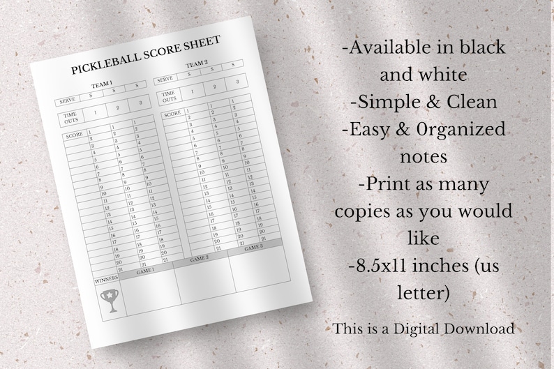 Pickleball Score Sheet Template - Il 794xN.4681221699 Ioow 