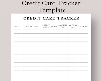 Credit Card Tracker Template, Printable Debt Payment Log (Digital Download)