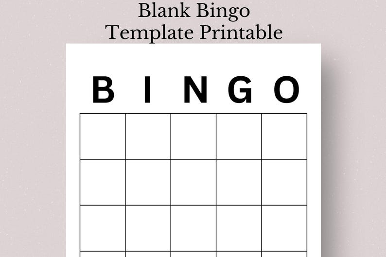 Customizable Blank Bingo Card Template (PDF) - Etsy