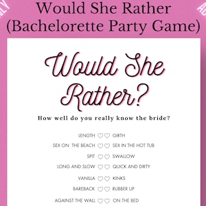 Would She Rather Bachelorette Party Game Hen Party Game Bachelorette Dirty Quiz Would She Rather