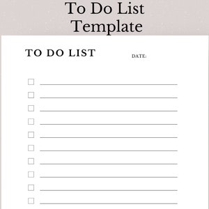To Do List, To Do List Minimal, Minimal To Do List Printable, Simple Tasks List Template, Productivity Planner