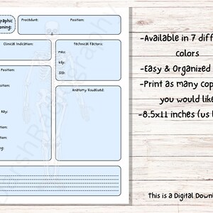 Radiography Notes Template, Lab & Clinical, US Letter (digital Download ...