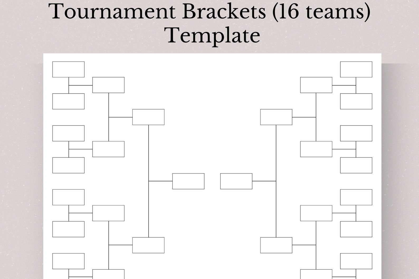 Printable Tournament Brackets Template, 16 Teams Tournament Bracket