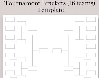 Printable 16-Team Tournament Bracket, Single Elimination (PDF)