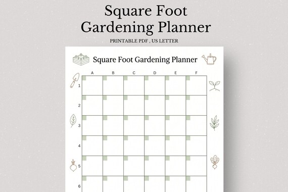 Square Foot Gardening Planner, Raised Bed Garden Planner, Vegetable Garden Layout, Gardening Journal, Garden Planning