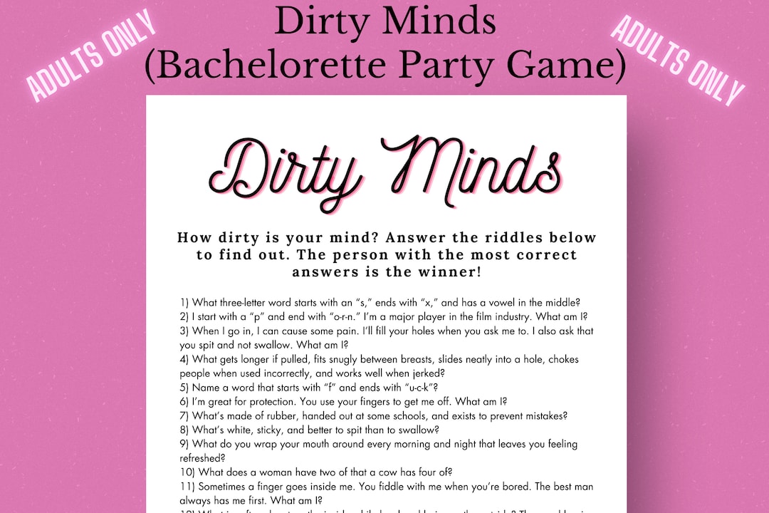 Dirty Minds Bachelorette Party Game, Dirty Minds Riddles Game, Dirty ...