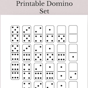 Printable Domino Set, 28 Double-Six Dominoes, Printable Dominoes Game, Domino Block Printable
