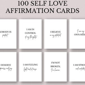 100 carte di affermazione stampabili in formato PDF, formato 4 x 6 pollici, affermazioni positive quotidiane, cura di sé e aumento della fiducia, bacheca dei desideri stampabile