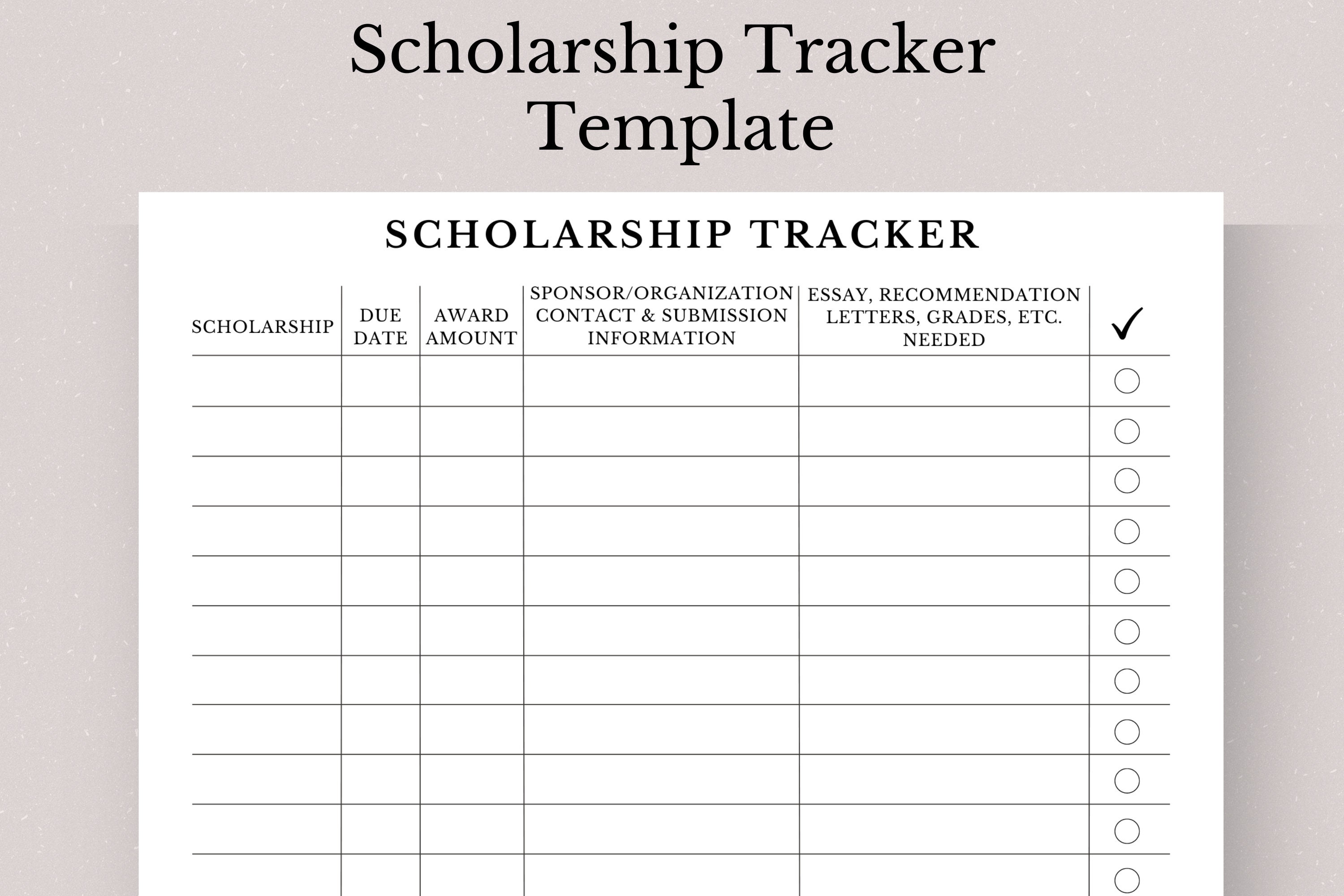 Printable Scholarship Tracker, 1 Page Printable Scholarship Tracker Printable Scholarship Tracker, 1 Page Printable Scholarship Tracker