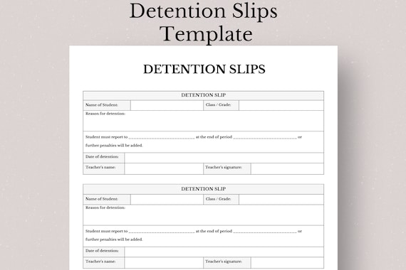 Printable Detention