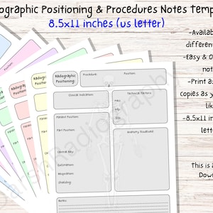 Modello di note sulle procedure e sul posizionamento radiografico, note cliniche e di laboratorio di radiologia, note sulle procedure radiografiche e sul posizionamento