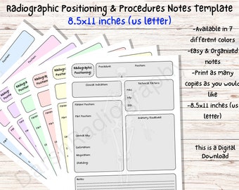 Radiography Notes Template, Lab & Clinical, US Letter (Digital Download)