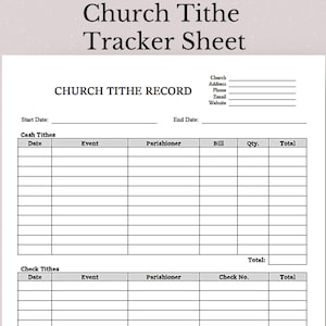 Church Tithe and Offering Log, Printable Tithing Record, Tithe Tracker, Church Giving Log Printable, Financial Donation Sheet,Record Keeping