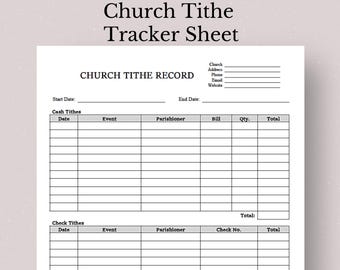 教会の什一献金と寄付の記録、印刷可能な寄付状況トラッカー（デジタルダウンロード）
