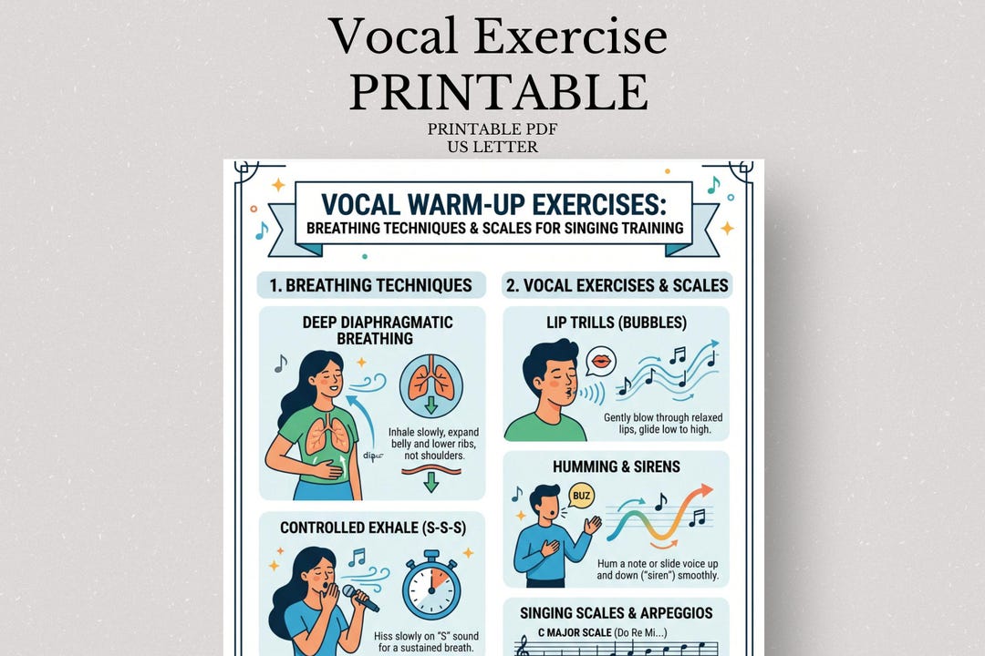 Ejercicios de calentamiento vocal en PDF, tabla de calentamientos para ...