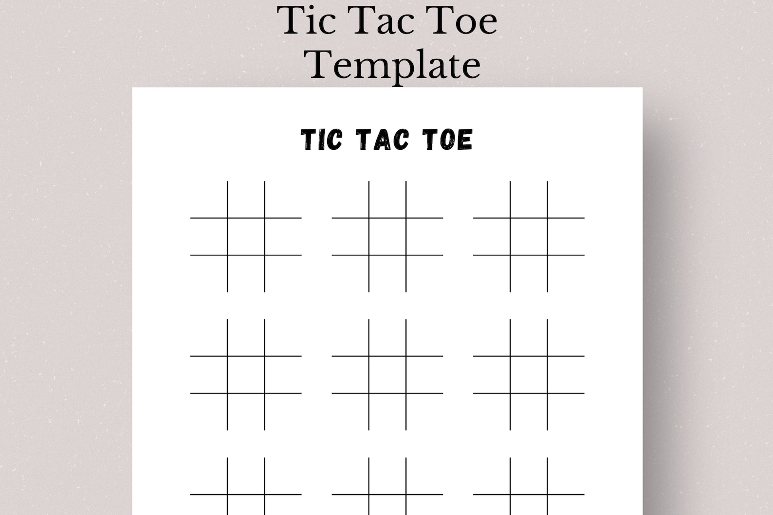 Printable Tic Tac Toe Game Template, Printable Tic Tac Toe Sheet, Tic ...