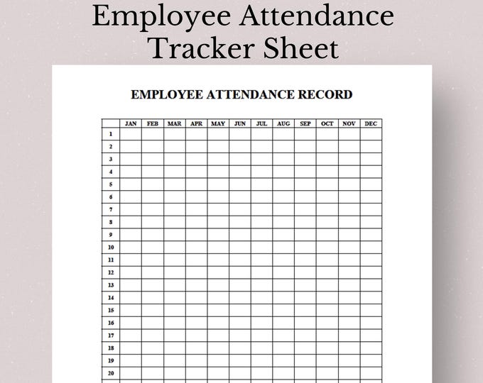 Editable Employee Attendance Record, Printable Employee Absence Tracker ...