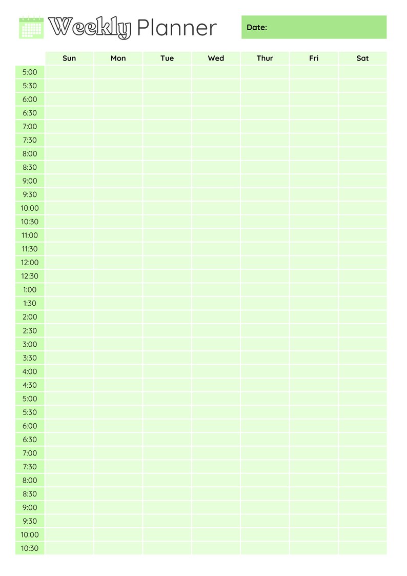 2024 Printable WEEKLY PLANNER Overview Sheet Digital File - Etsy Australia